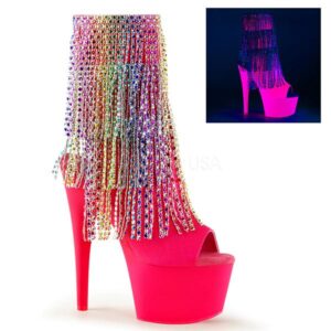 Sexy Hot Pink & Colorful Fringe Glow In Dark Dance Shoes