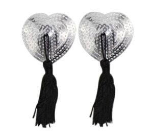 Black & Silver Sequin Tassel Nipple Cover