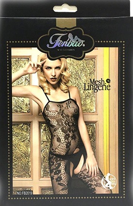 Exotic Black Lace Floral Full Body Cutout Body Stocking