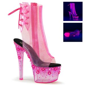 Exotic Pole Gogo Dancer Neon Hot Pink Opal Ankle Boot