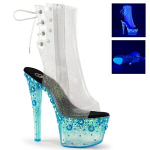 Exotic Pole Gogo Dancer Neon Blue Opal Ankle Boot